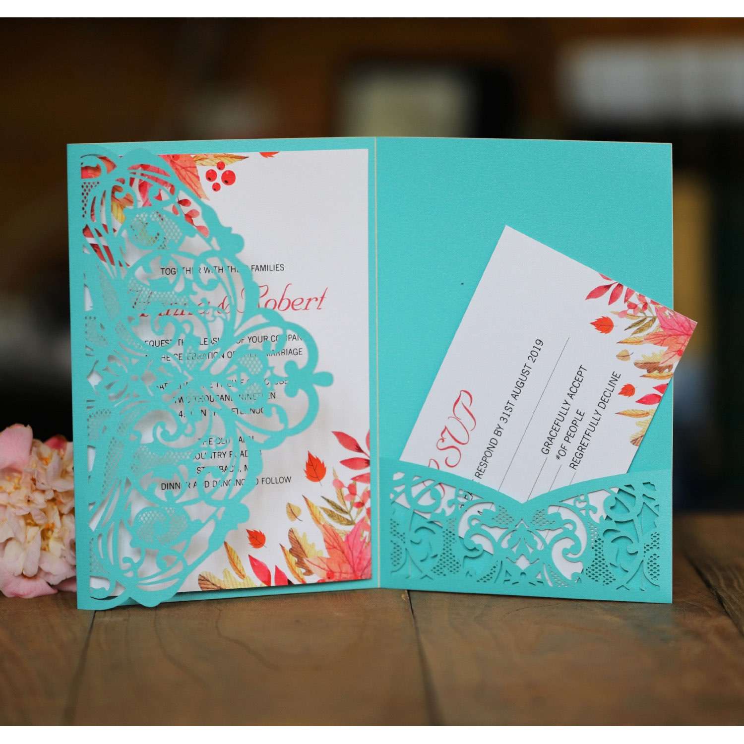 Black Wedding Invitation Laser Cut Paper 
